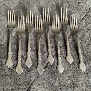 Stanley Roberts DORCHESTER Stainless Rogers Burnished Flatware 7” Fork Lot Of 8